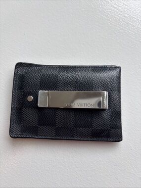 Louis Vuitton Black Damier Graphite Money Clip Card Holder